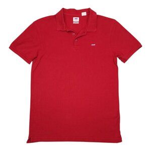 Levis Mens Red Polo Shirt Size Medium Standard Fit Cotton